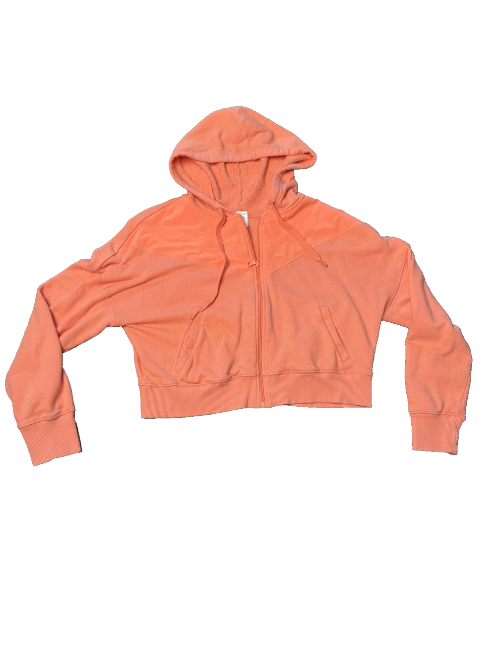 OFFLINE by Aerie Hoodie Womens Small Orange Full Zip Cropped Terry Pockets Soft